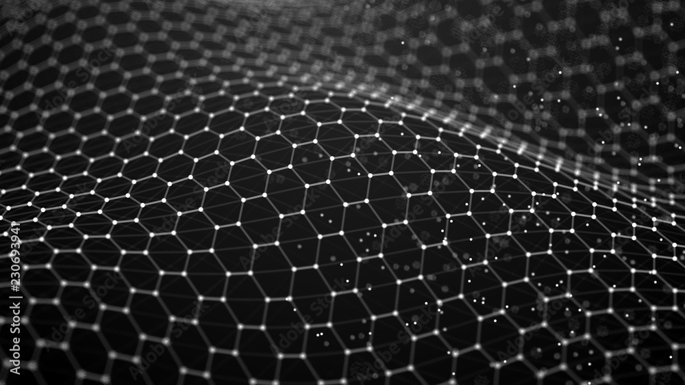 Data technology background. Abstract background. Connecting dots and lines on dark background. 3D rendering. 4k. Data technology background. Abstract background. Connecting dots and lines on dark background. 3D rendering. 4k.