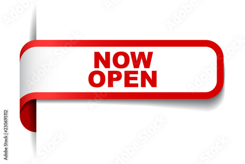 red vector banner now open