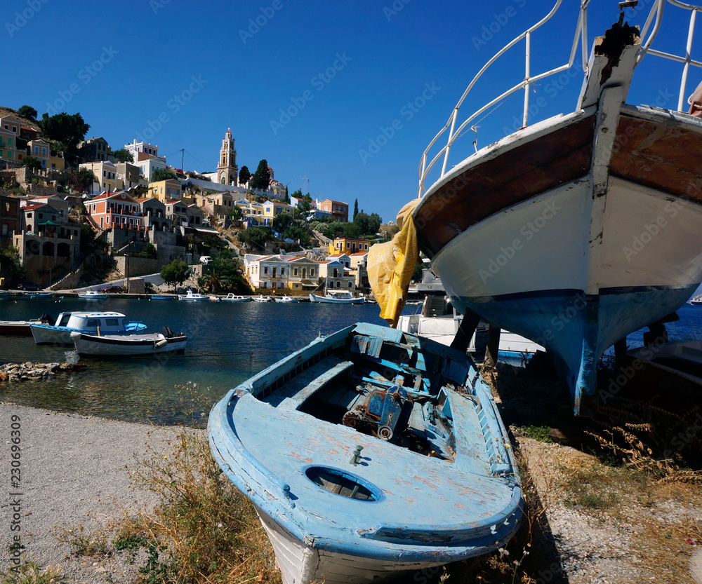 old fishing boat sуmi island greece