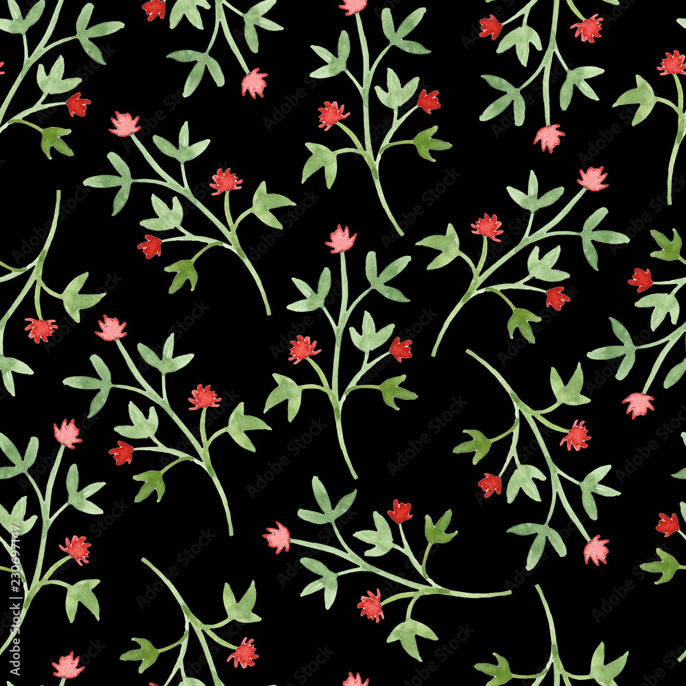 Seamless pattern with blooming branches. Watercolor hand drawn Seamless pattern with blooming branches. Watercolor hand drawn