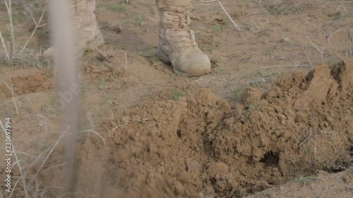 the cultivation of the soil with a hoe closeup