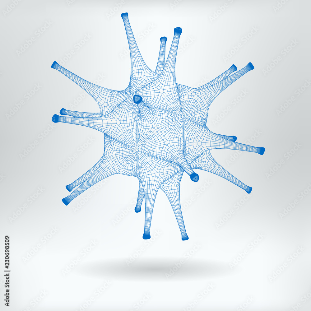 Vector 3D Mesh Adenovirus Drawing - Virus Particle Structure Symbol ...