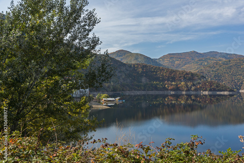 Autumn ladscape of The Vacha  Antonivanovtsi  Reservoir  Rhodope Mountains  Plovdiv Region  Bulgaria