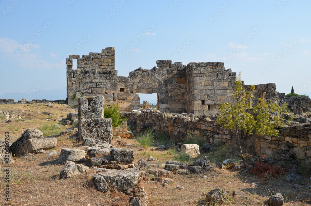 hyerapolis pamukkale turkey antique city buildings landscape stones ruins summer nature