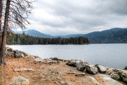 Lake in the high Sierra Nevada mountains near Fresno in southern California in the USA
