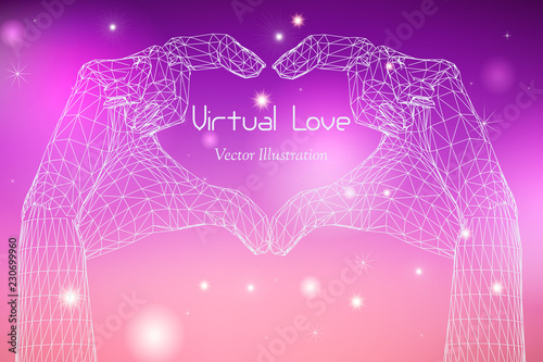Vector Virtual Love Concept - Emblem of Dating Sites, Cyber Virtual Relationships, AI, Internet Relations, Online Dating etc 
