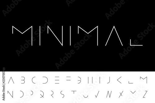 Vector minimal font - modern futuristic design. Creative english alphabet, thin latin letters photo