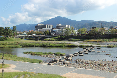 京都　鴨川デルタから見た比叡山