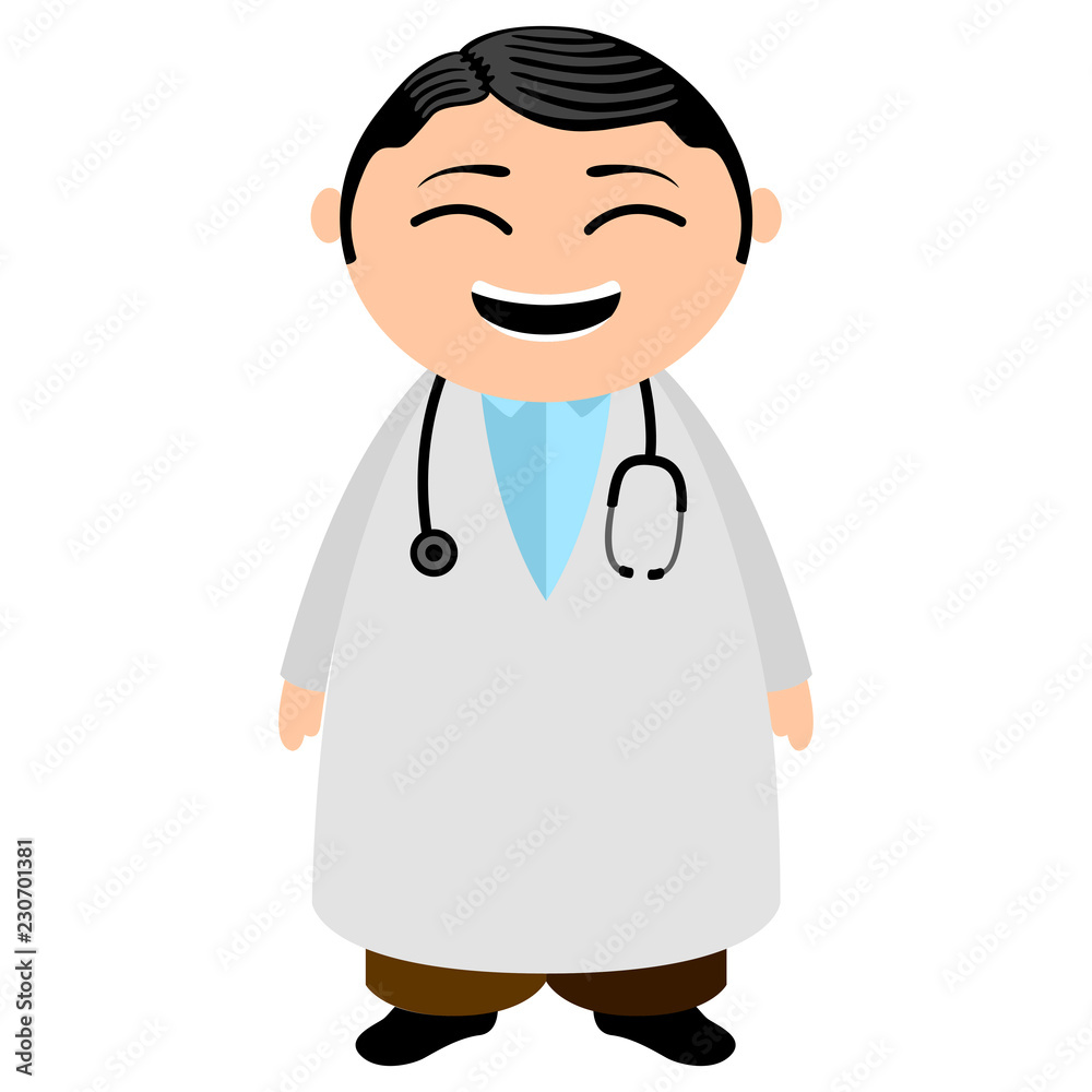 Asian doctor cartoon character. Vector illustration design