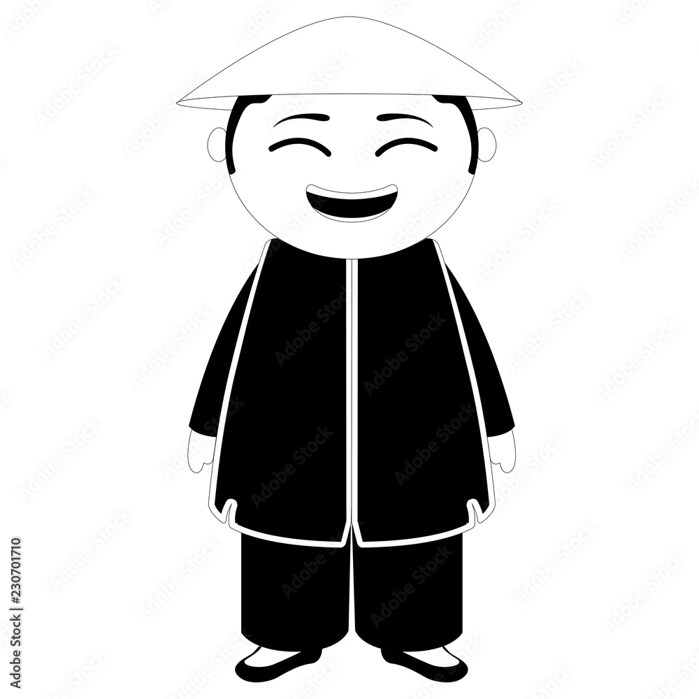Isolated traditional asian cartoon character. Vector illustration 