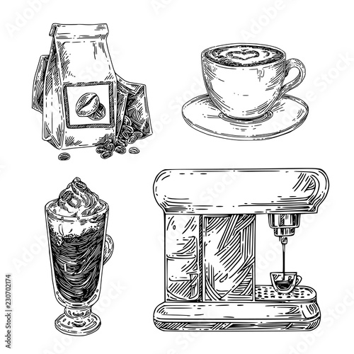 Mocha Coffee Machine Black White Stock Illustration 14719477