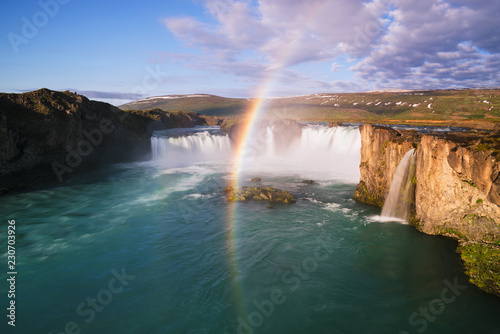 Waterfall Godafoss and rainbow  Iceland