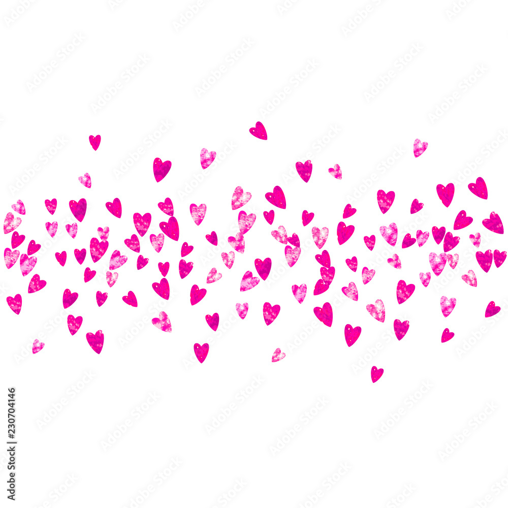 Heart frame background with pink glitter. Valentines day. Vector confetti. Hand drawn texture. Love theme for gift coupons, vouchers, ads, events. Wedding and bridal template with heart frame.