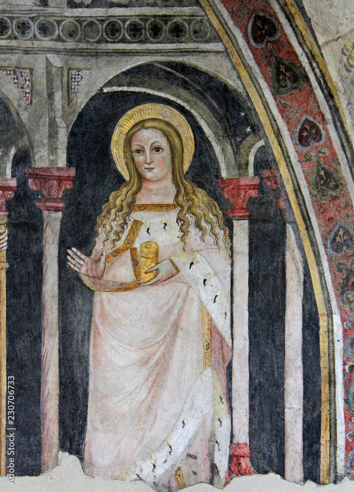 Santa (Maria Maddalena?); affresco nella chiesa dei Domenicani a Bolzano