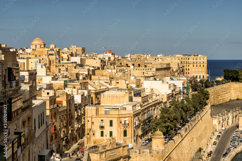Ancient city of Valletta, Malta.  Island nation in the Mediterranean Sea, Europe.