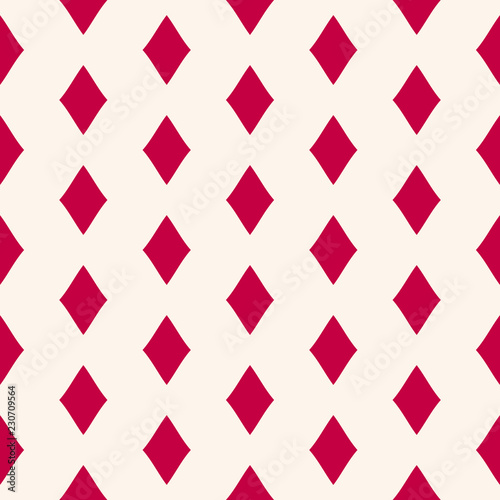 Vector geometric seamless pattern with red rhombuses, lozenges. Diamonds texture