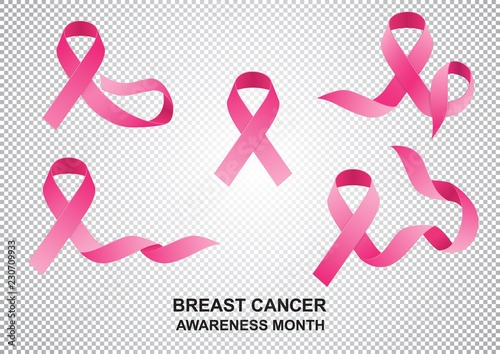 Realistic ribbon of the month to fight breast cancer. Vector illustration of EPS 10