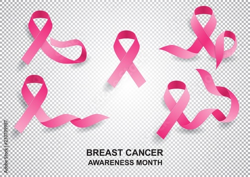 Realistic ribbon of the month to fight breast cancer. Vector illustration of EPS 10