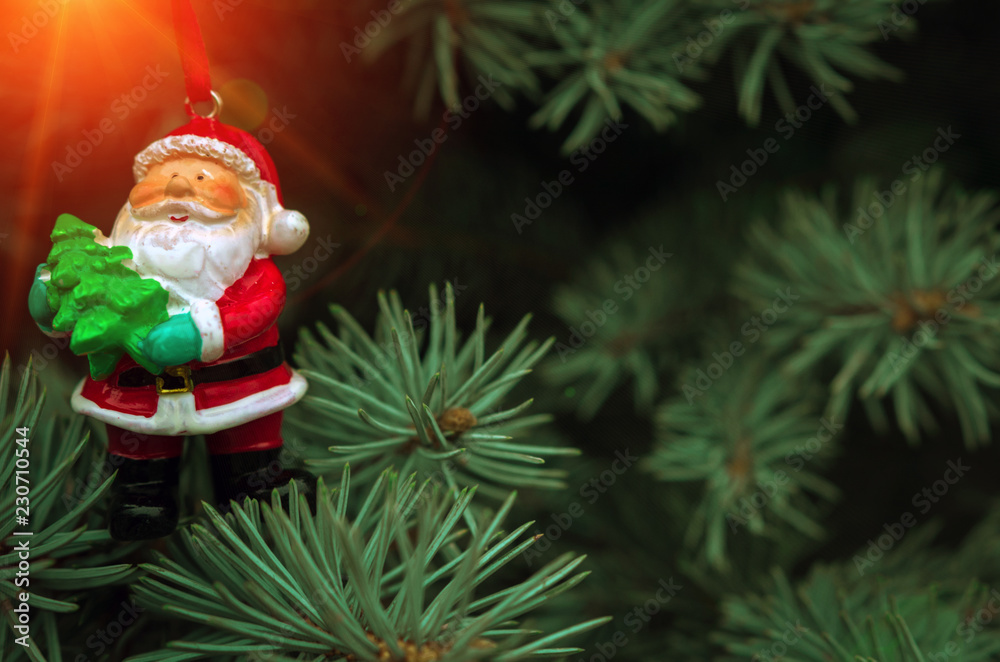 Christmas happy Santa Claus at sunset, fabulous picture with a Christmas tree. Christmas happy Santa Claus at sunset, fabulous picture with a Christmas tree.