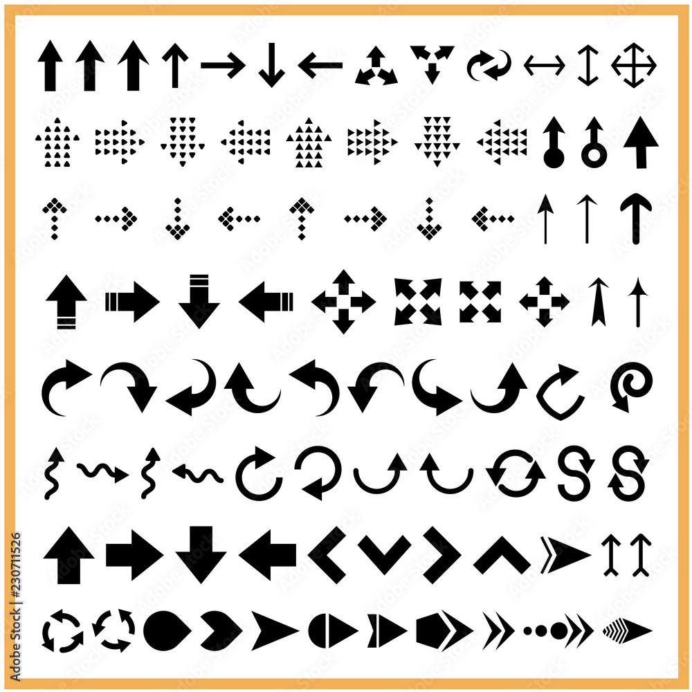 set of different vector arrow icons, Flat of group arrows, shapes collections
