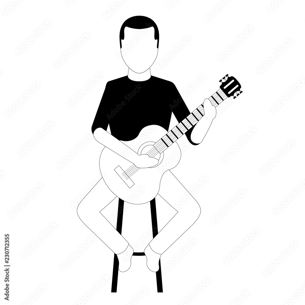 Isolated male avatar playing a guitar. Vector illustration design Isolated male avatar playing a guitar. Vector illustration design