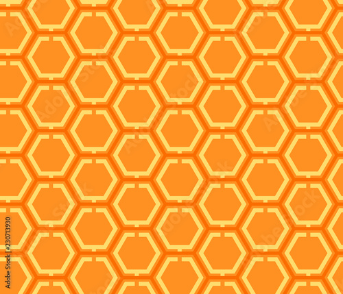 Simple, flat, abstract honeycomb seamless pattern. Orange hexagon pattern
