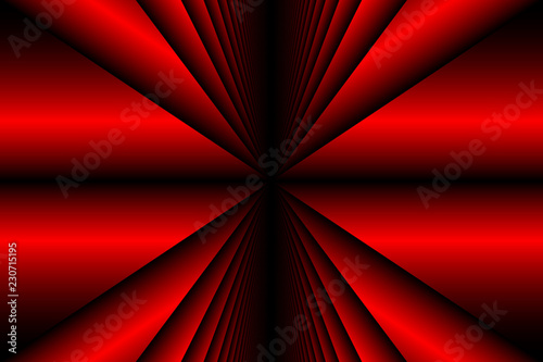 Vanishing Point Illustration - Perspective Abstract Red Background - Generative Art 