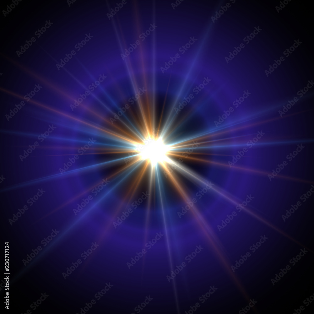 Fotografie Supernova Explosion - Splendor with Rays and Halo - Abstract Shine Background