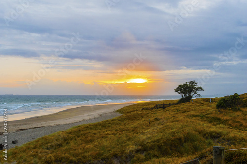 Landscape Scenery of Mount Maunganui Beach, Tauranga - New Zealand; Sunrise Time