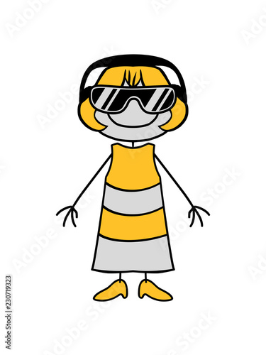 Kopfhorer Dj Musik Horen Sonnenbrille Cool Party Feiern Madchen Weiblich Frau Hubsch Kleid Schon Klein Suss Niedlich Gemalt Comic Cartoon Clipart Design Stock Illustration Adobe Stock