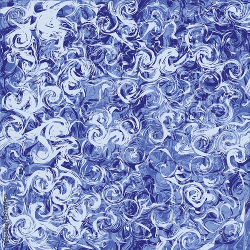 Fototapeta Naklejka Na Ścianę i Meble -  Marble blue abstract background. Digital painted vector marbled texture.