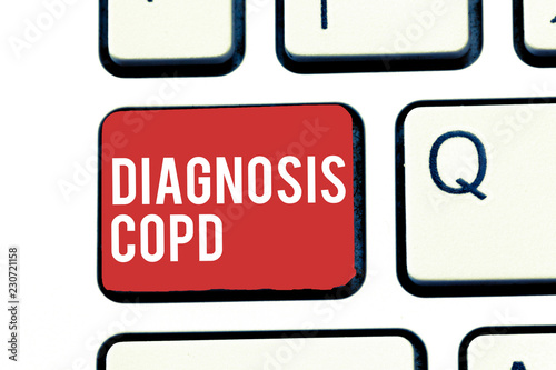 Handwriting text writing Diagnosis Copd. Concept meaning obstruction of lung airflow that hinders with breathing. photo