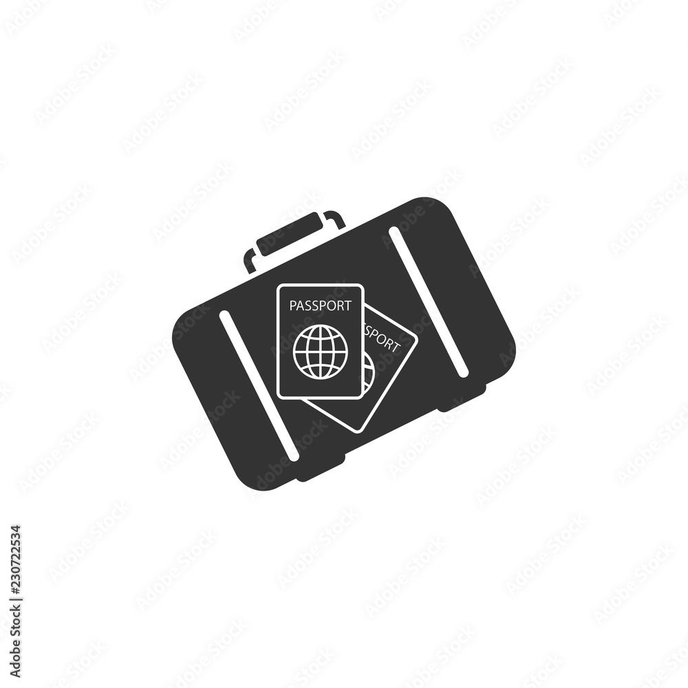 Luggage with passport icon. Element of airport icon for mobile concept and web apps. Detailed Luggage with passport icon can be used for web and mobile