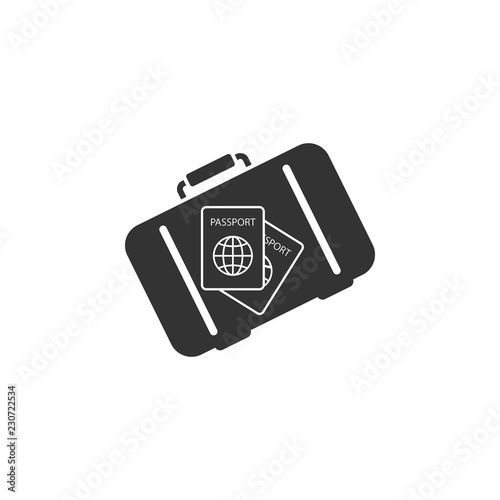 Luggage with passport icon. Element of airport icon for mobile concept and web apps. Detailed Luggage with passport icon can be used for web and mobile
