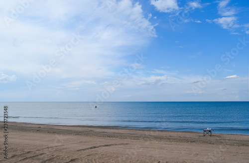 Deserted sea beach. Quiet sea Sea surface landscape.