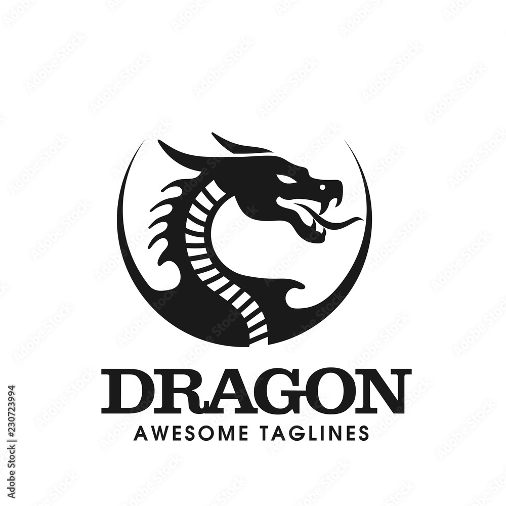creative circle dragon head logo vector concept creative circle dragon head logo vector concept