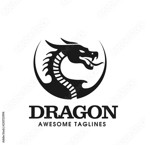 creative circle dragon head logo vector concept