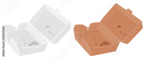 Set of plastic and cardboard box