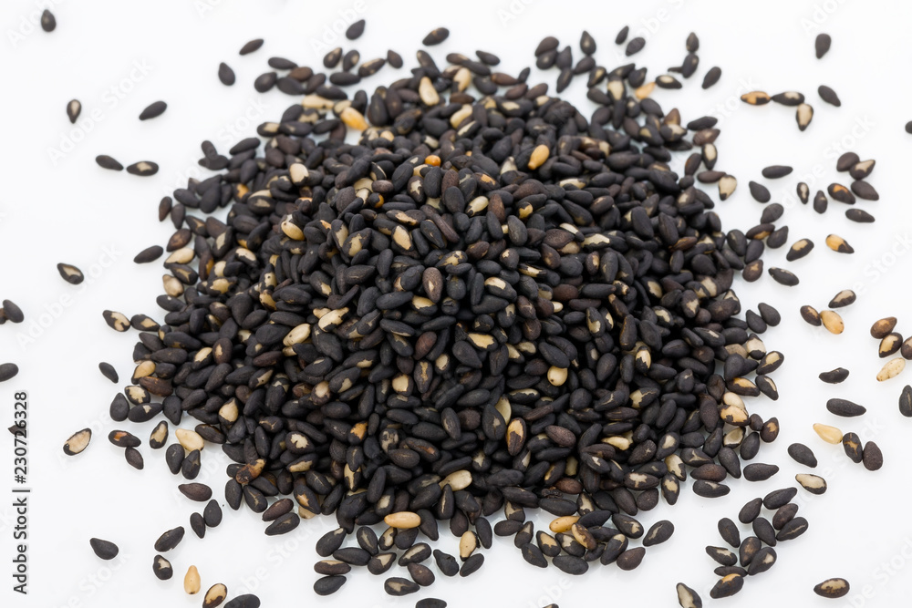 Black sesame isolated on white background Black sesame isolated on white background