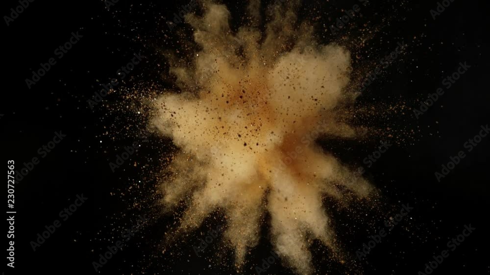 Super slowmotion shot of powder explosion on black background. Shot with high speed cinema camera at 1000fps