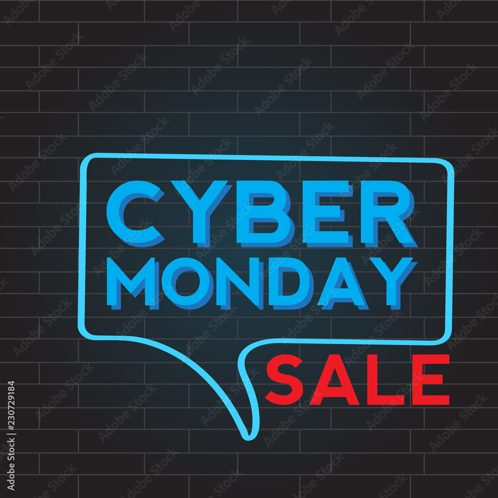 Fototapeta premium Neon cyber monday promotion. Vector illustration design