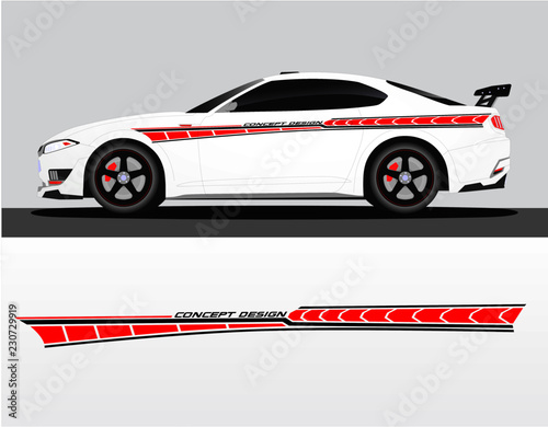 Vinyls sticker stripe Decals for Car truck mini bus modify Motorcycle. Racing Vehicle Graphics kit isolated vector design race Elegant stripes modern red technology background for wrap