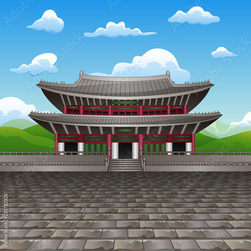 Vector illustration of Changdeokgung palace flat design landmark