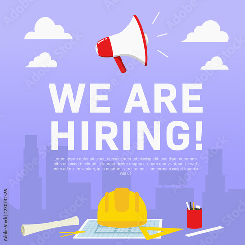 Recruitment for architect and civil engineering poster in square format size. We are hiring poster promotion information adverstising