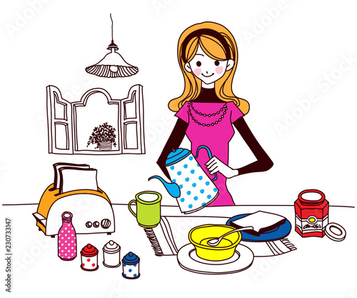 Woman preparing breakfast