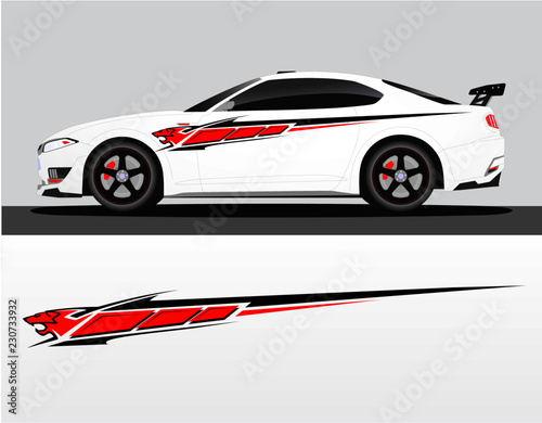 Vinyls sticker Decals for Car truck mini bus modify Motorcycle. Racing Vehicle Graphics kit isolated vector design race Elegant stripes simple modern red technology background for wrap