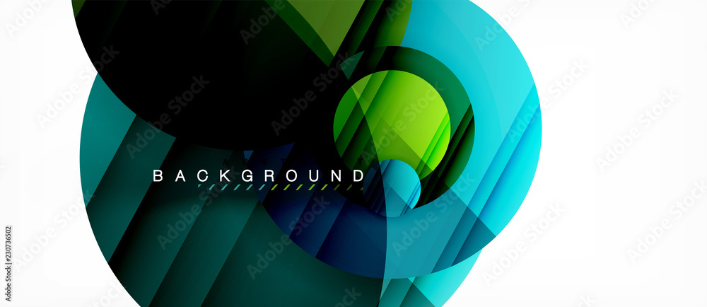 Glossy colorful circles abstract background, modern geometric design Glossy colorful circles abstract background, modern geometric design