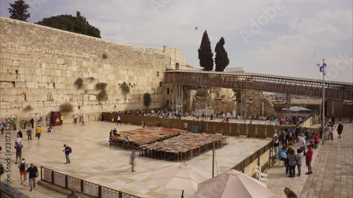 Motion timelapse of the wailing wall in Jerusalem. photo