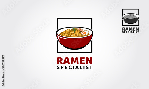 Ramen Specialist logo template. Suitable for any food industry, japanese restaurant, ramen restaurant, food icon, etc.  photo