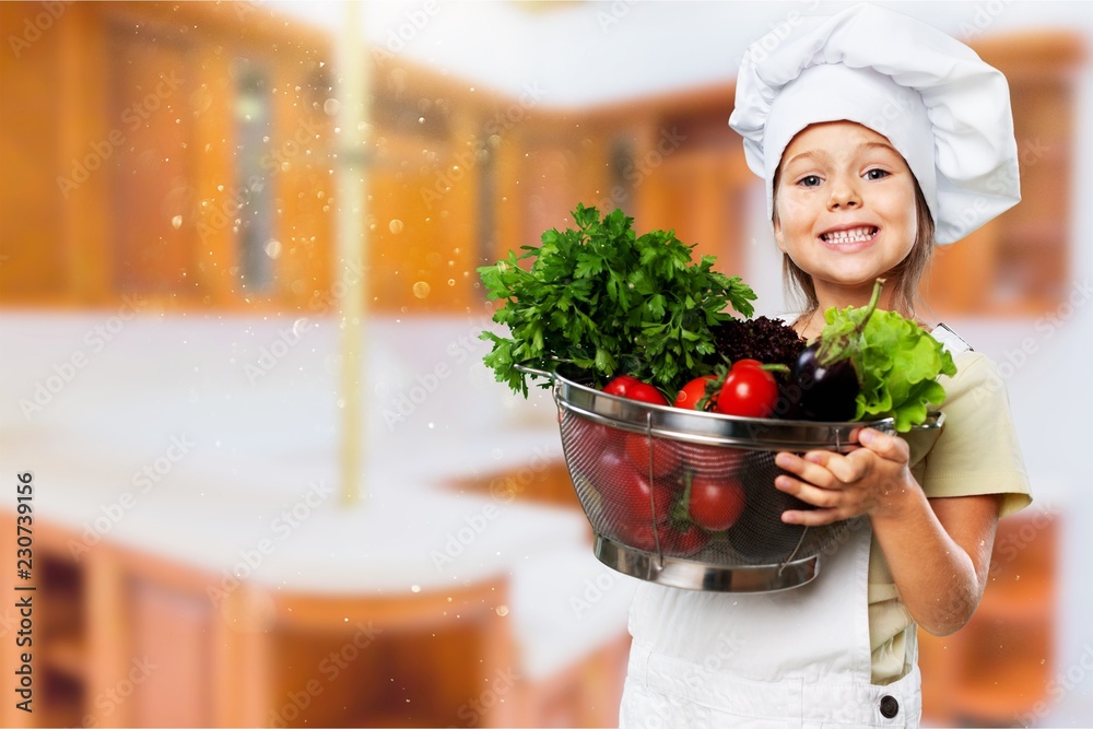 Portrait of adorable little girl preparing healthy Portrait of adorable little girl preparing healthy
